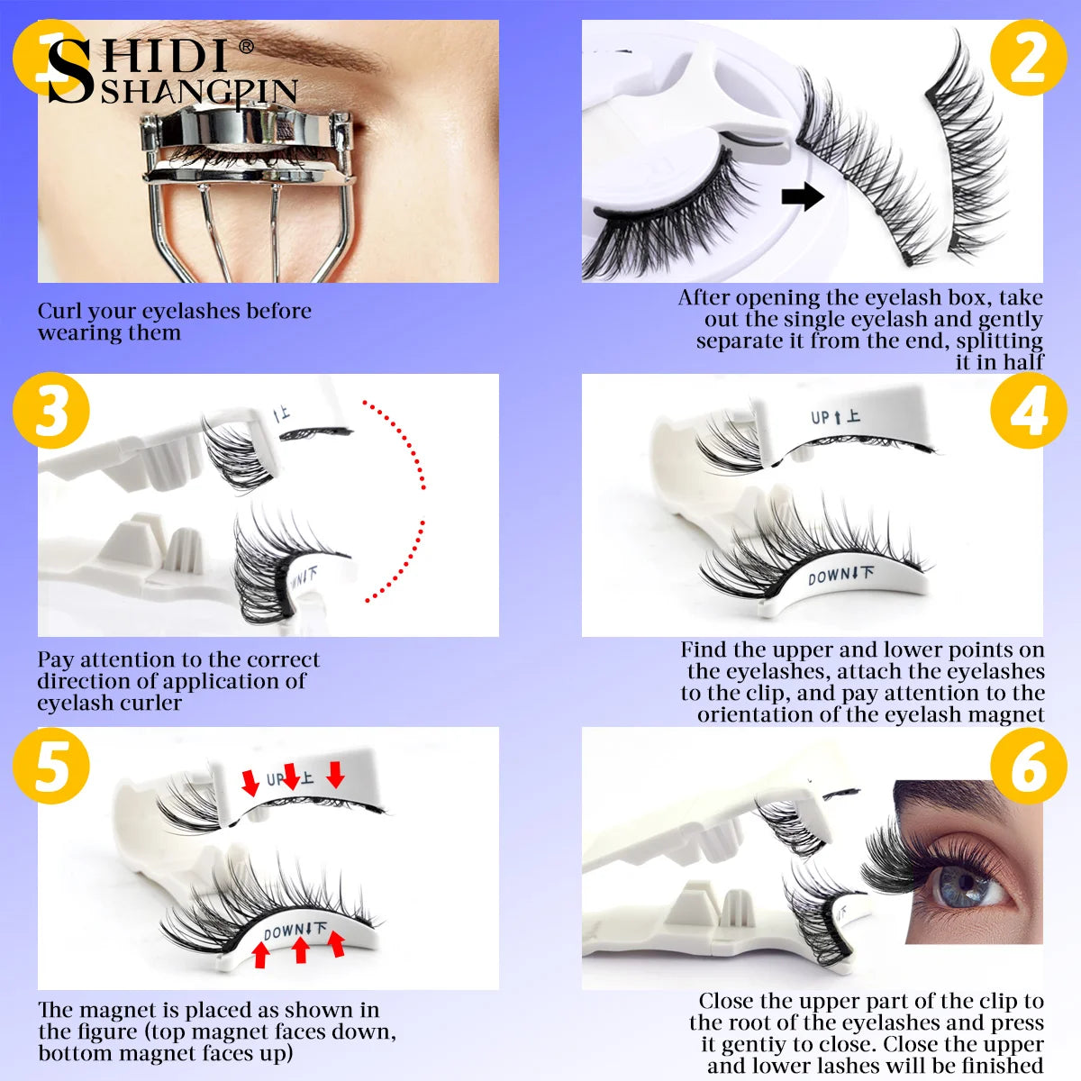 2Pairs 3D Magnetic False Eyelashes Natural Soft Magnet Eye Makeup Tool With Applicater Mirror Glue Free Easy To Wear