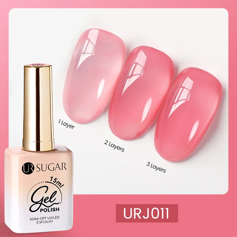 UR SUGAR 15ml Fiber Rubber Base Gel Upgrade Broken Nail Repaired Fiberglass Clear Quick Building UV Construction Gel Soak Off
