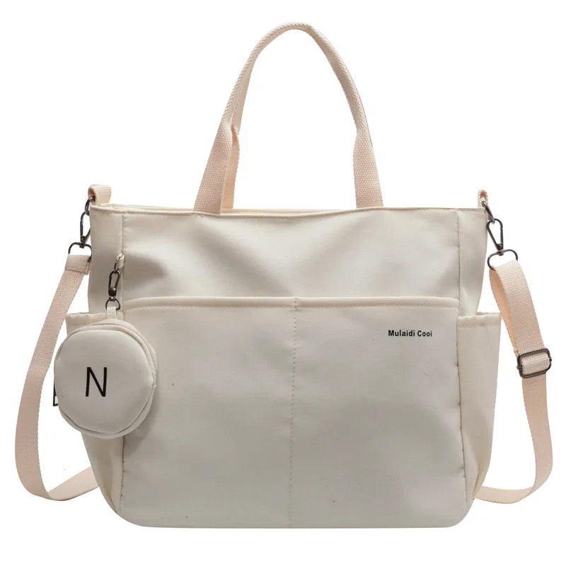 Travel Bag Set - Lightweight Large Capacity with Mini Purse Waterproof Handle Bag Women Preppy Student Satchels Nylon