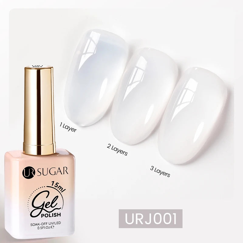 UR SUGAR 15ml Fiber Rubber Base Gel Upgrade Broken Nail Repaired Fiberglass Clear Quick Building UV Construction Gel Soak Off