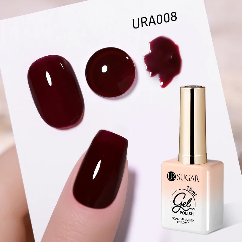 UR SUGAR 15ml Fiber Rubber Base Gel Upgrade Broken Nail Repaired Fiberglass Clear Quick Building UV Construction Gel Soak Off
