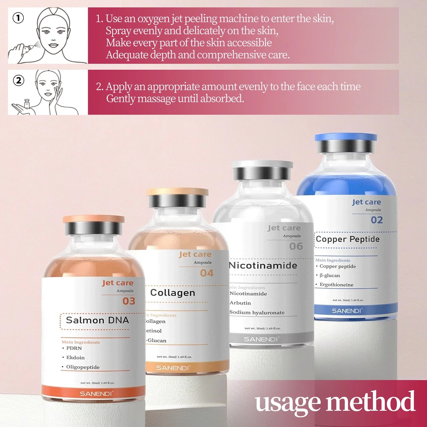 Pdrn Salmon Water Oxygen Stem Cell Serum Ampoule Spray Jet Care Peeling MoisturizingAnti-aging Skin Care