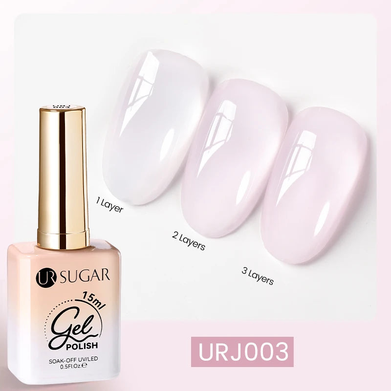 UR SUGAR 15ml Fiber Rubber Base Gel Upgrade Broken Nail Repaired Fiberglass Clear Quick Building UV Construction Gel Soak Off
