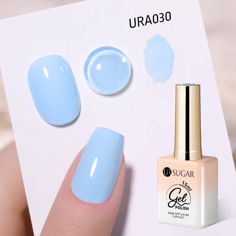 UR SUGAR 15ml Fiber Rubber Base Gel Upgrade Broken Nail Repaired Fiberglass Clear Quick Building UV Construction Gel Soak Off