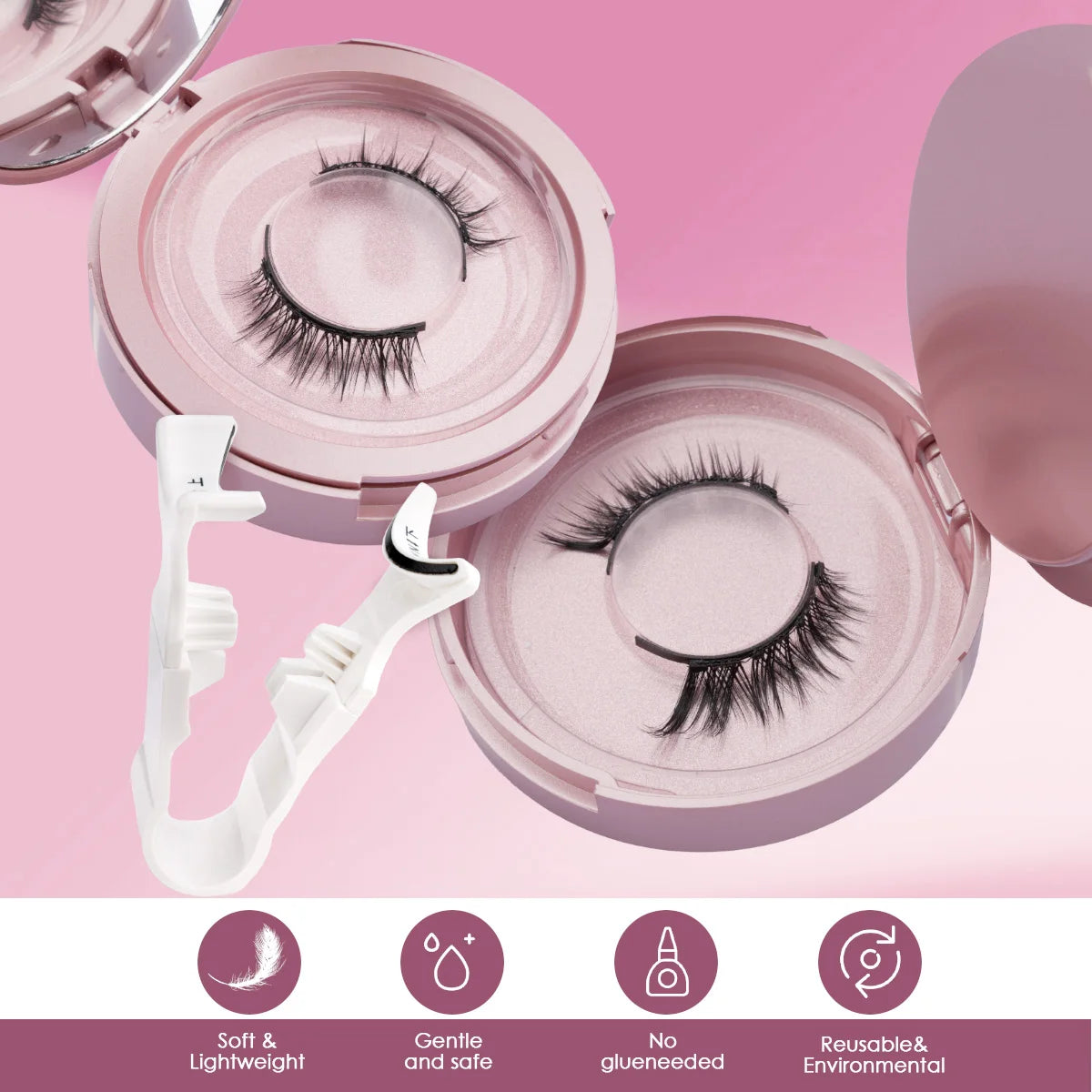 2Pairs 3D Magnetic False Eyelashes Natural Soft Magnet Eye Makeup Tool With Applicater Mirror Glue Free Easy To Wear