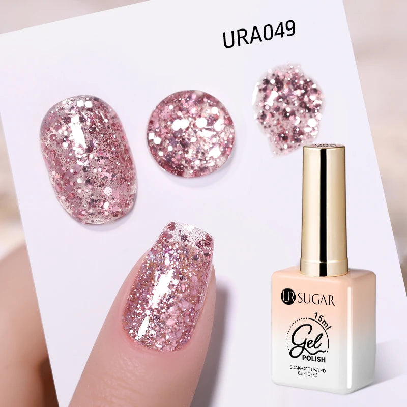 UR SUGAR 15ml Fiber Rubber Base Gel Upgrade Broken Nail Repaired Fiberglass Clear Quick Building UV Construction Gel Soak Off