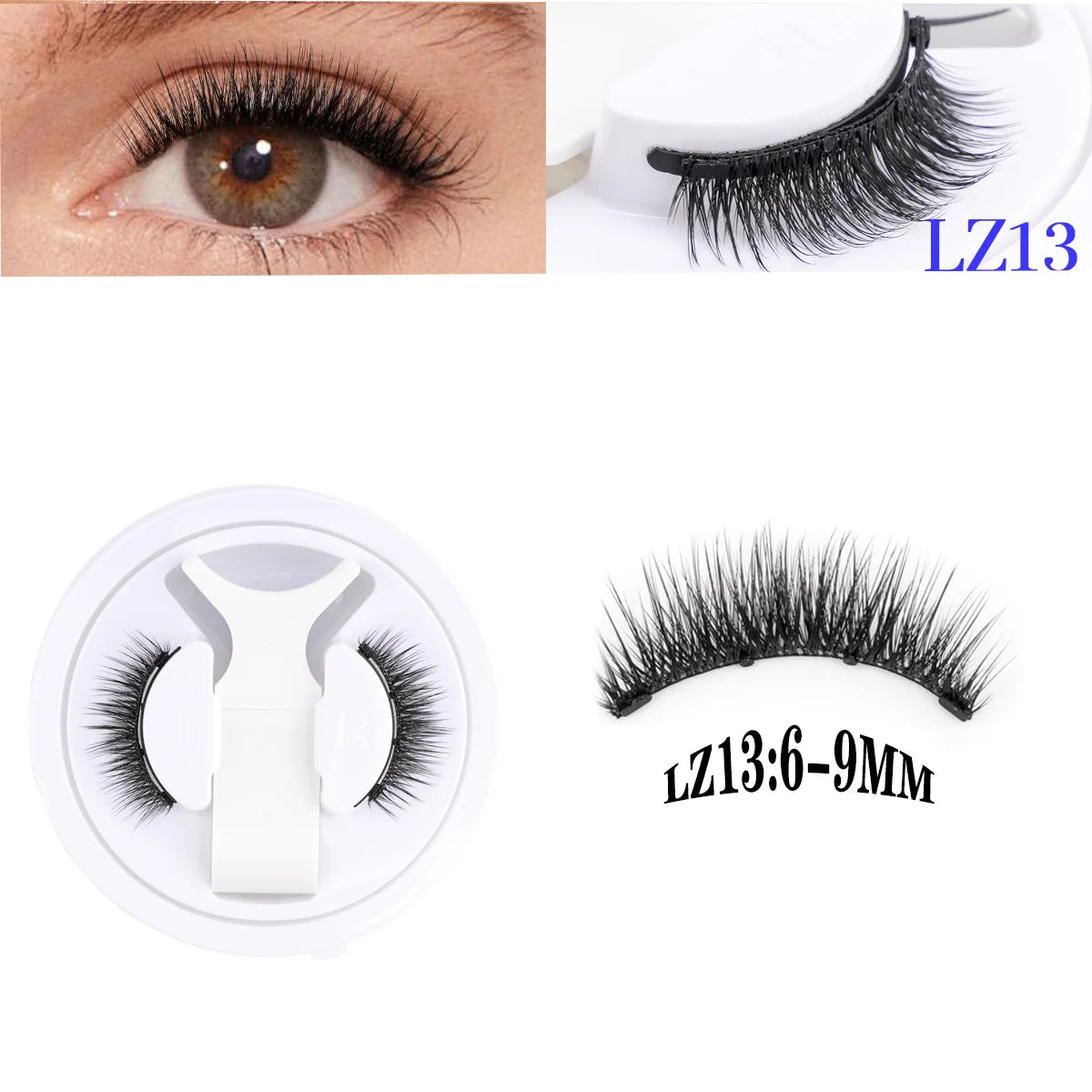 2Pairs 3D Magnetic False Eyelashes Natural Soft Magnet Eye Makeup Tool With Applicater Mirror Glue Free Easy To Wear