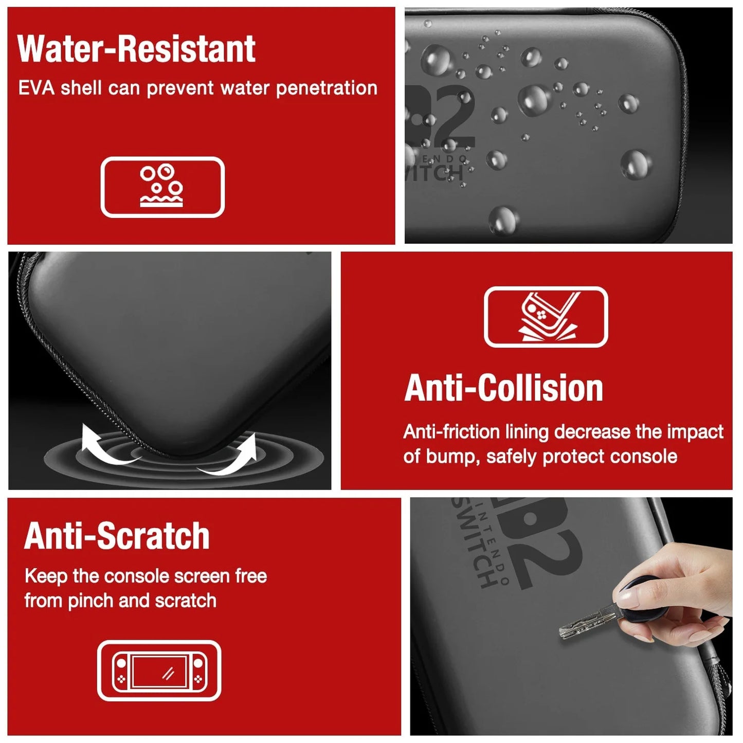 for 2025 Switch 2 Slim Travel Carrying Case Accessories, Waterproof EVA Hard Shell Protective Storage Hand Bag NS 2
