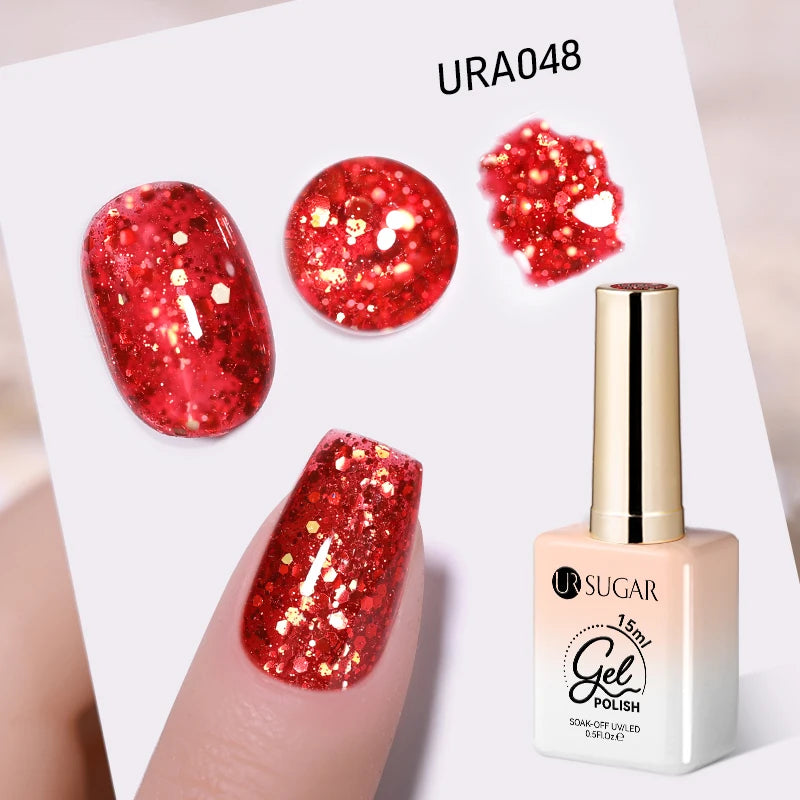 UR SUGAR 15ml Fiber Rubber Base Gel Upgrade Broken Nail Repaired Fiberglass Clear Quick Building UV Construction Gel Soak Off
