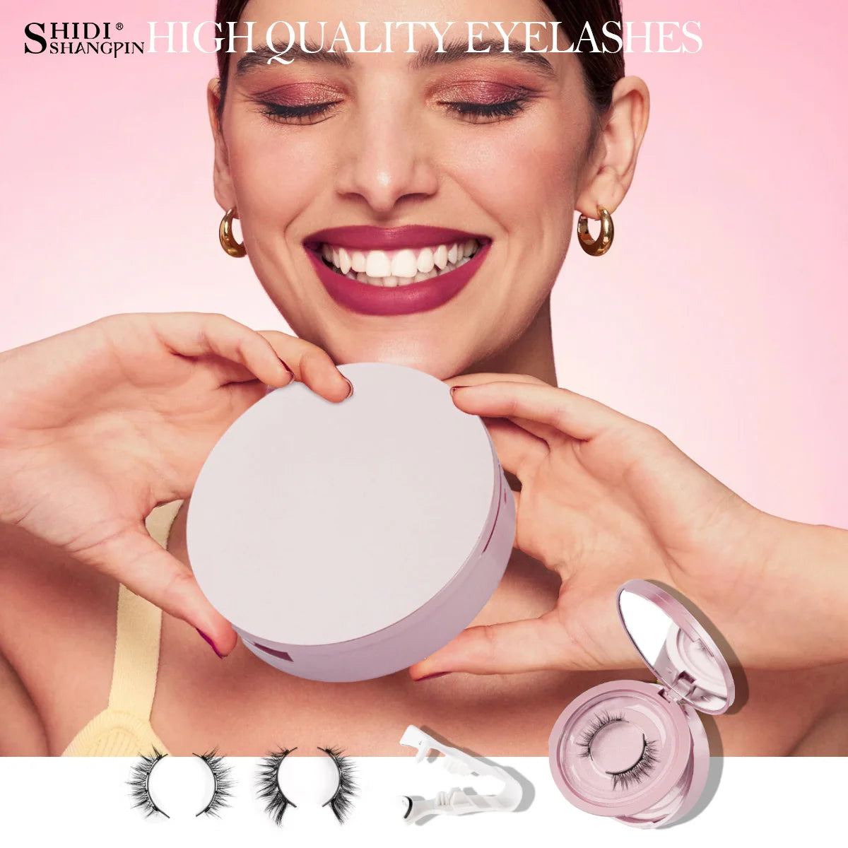 2Pairs 3D Magnetic False Eyelashes Natural Soft Magnet Eye Makeup Tool With Applicater Mirror Glue Free Easy To Wear
