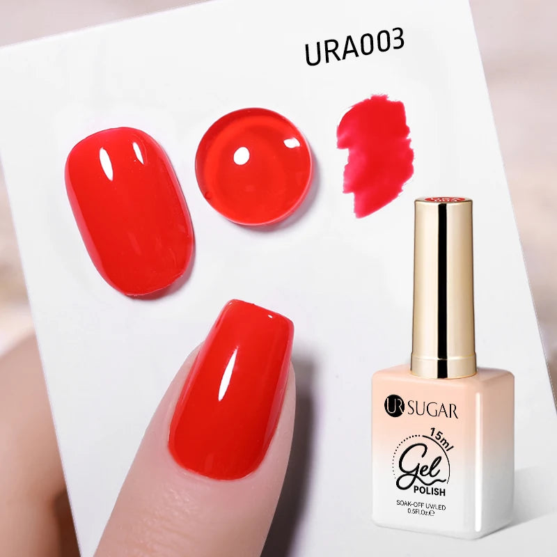 UR SUGAR 15ml Fiber Rubber Base Gel Upgrade Broken Nail Repaired Fiberglass Clear Quick Building UV Construction Gel Soak Off