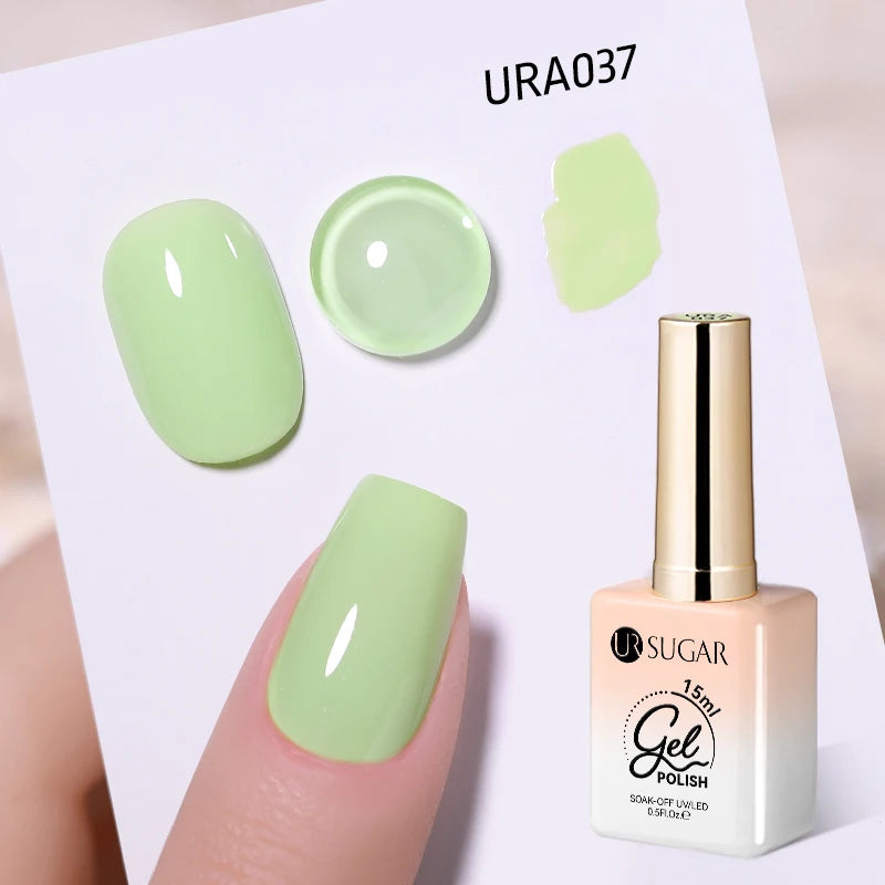 UR SUGAR 15ml Fiber Rubber Base Gel Upgrade Broken Nail Repaired Fiberglass Clear Quick Building UV Construction Gel Soak Off