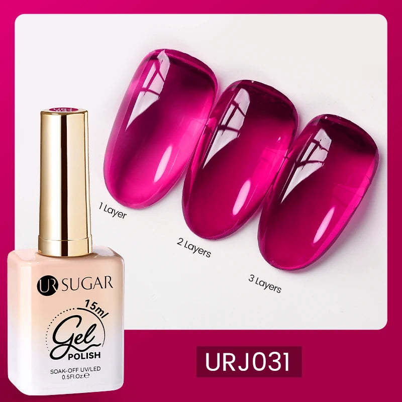 UR SUGAR 15ml Fiber Rubber Base Gel Upgrade Broken Nail Repaired Fiberglass Clear Quick Building UV Construction Gel Soak Off