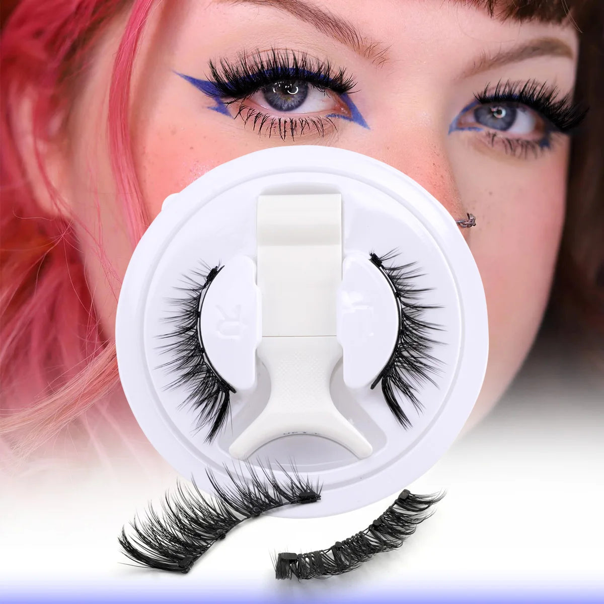 2Pairs 3D Magnetic False Eyelashes Natural Soft Magnet Eye Makeup Tool With Applicater Mirror Glue Free Easy To Wear