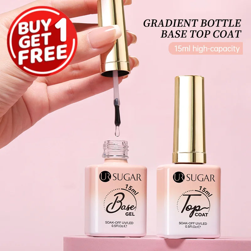 UR SUGAR 15ml Fiber Rubber Base Gel Upgrade Broken Nail Repaired Fiberglass Clear Quick Building UV Construction Gel Soak Off