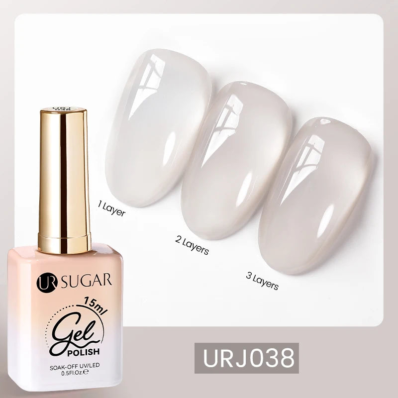 UR SUGAR 15ml Fiber Rubber Base Gel Upgrade Broken Nail Repaired Fiberglass Clear Quick Building UV Construction Gel Soak Off