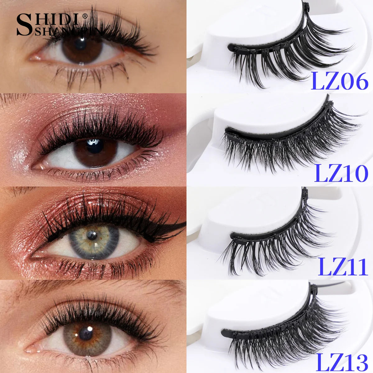1 Pair Magnetic Eyelashes Set Reusable Easy to use Eyelash Extension Tools Natural Curler False Eyelashes With Magnetic Tweezers