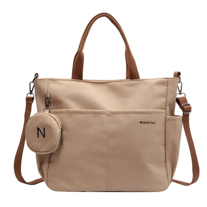 Travel Bag Set - Lightweight Large Capacity with Mini Purse Waterproof Handle Bag Women Preppy Student Satchels Nylon