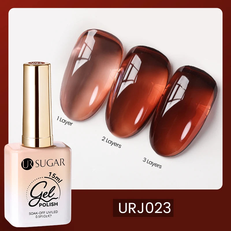 UR SUGAR 15ml Fiber Rubber Base Gel Upgrade Broken Nail Repaired Fiberglass Clear Quick Building UV Construction Gel Soak Off