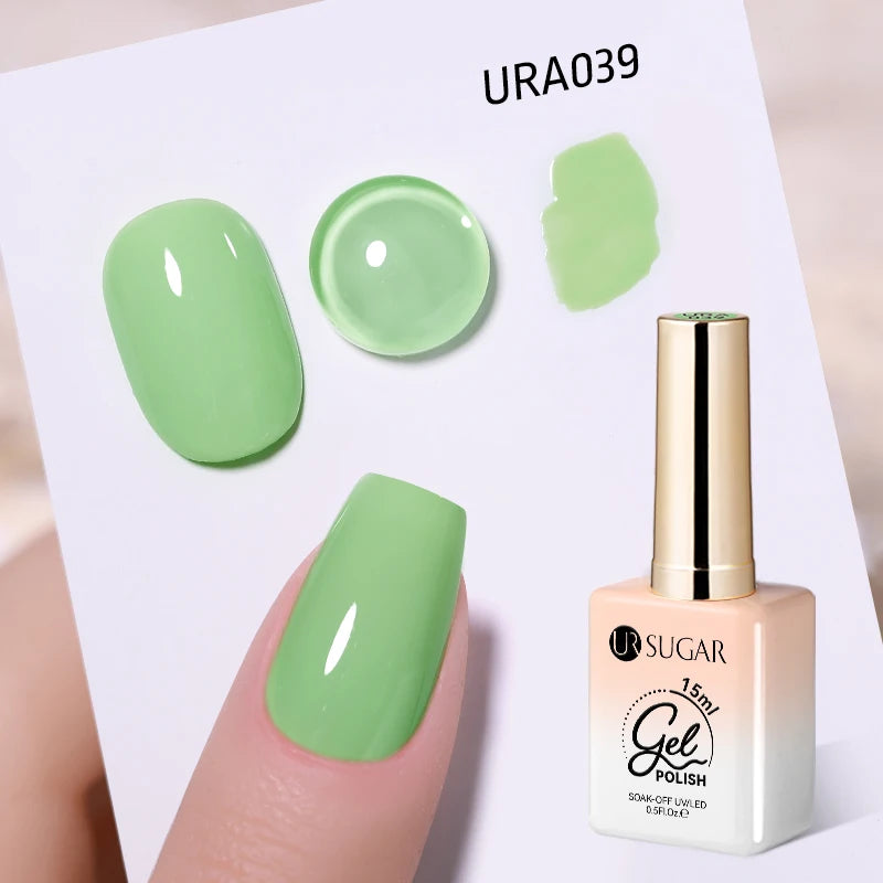 UR SUGAR 15ml Fiber Rubber Base Gel Upgrade Broken Nail Repaired Fiberglass Clear Quick Building UV Construction Gel Soak Off