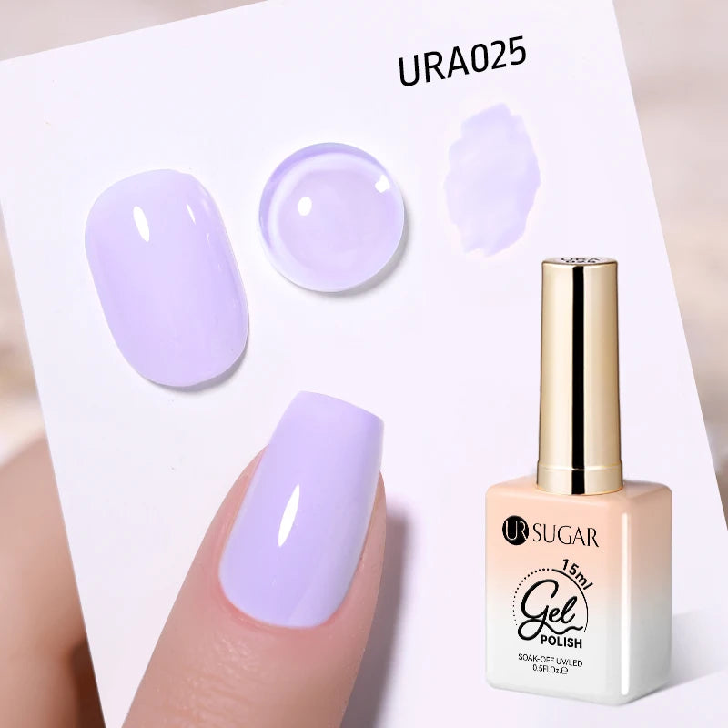 UR SUGAR 15ml Fiber Rubber Base Gel Upgrade Broken Nail Repaired Fiberglass Clear Quick Building UV Construction Gel Soak Off