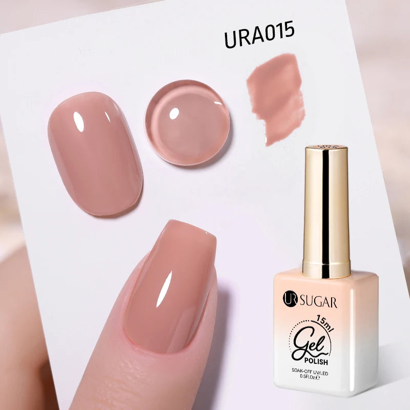 UR SUGAR 15ml Fiber Rubber Base Gel Upgrade Broken Nail Repaired Fiberglass Clear Quick Building UV Construction Gel Soak Off