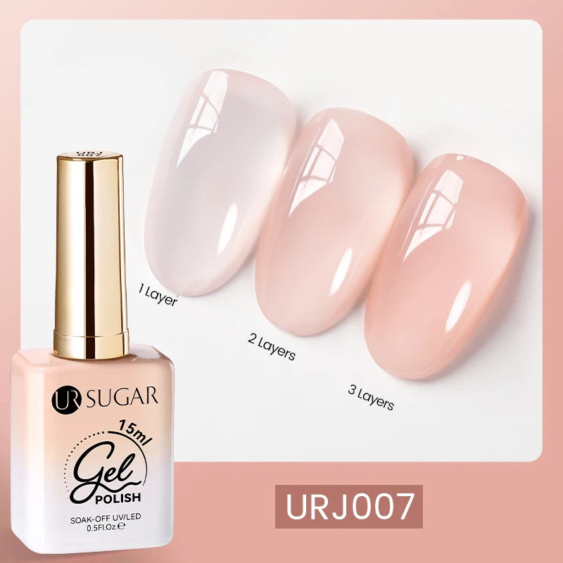 UR SUGAR 15ml Fiber Rubber Base Gel Upgrade Broken Nail Repaired Fiberglass Clear Quick Building UV Construction Gel Soak Off