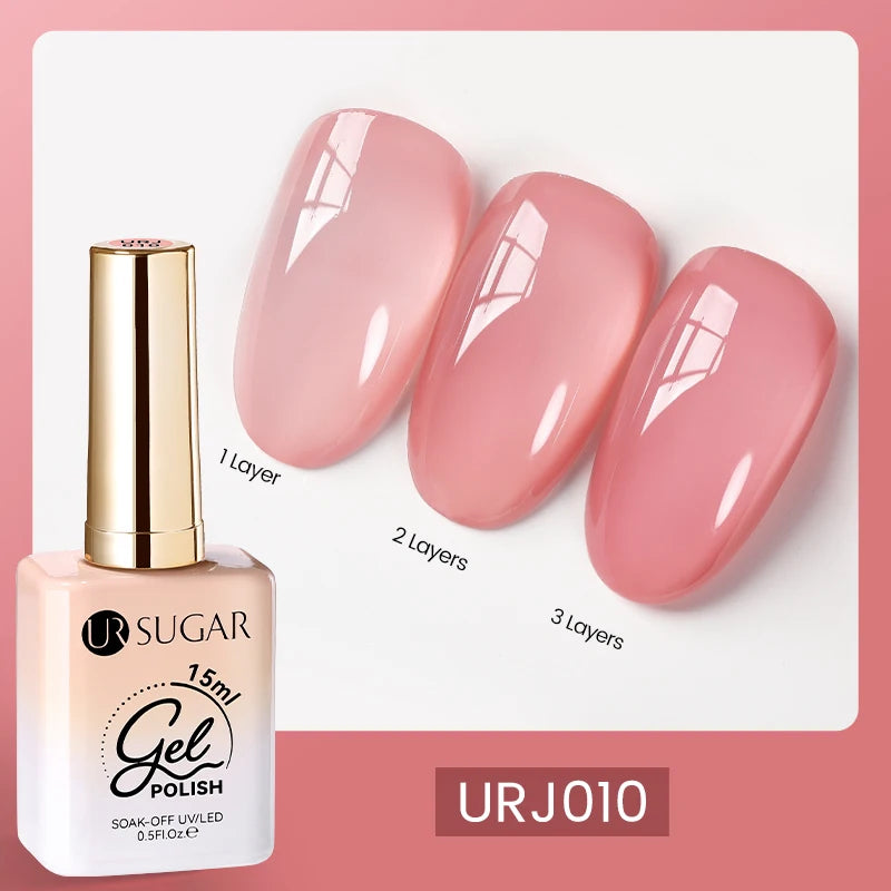 UR SUGAR 15ml Fiber Rubber Base Gel Upgrade Broken Nail Repaired Fiberglass Clear Quick Building UV Construction Gel Soak Off