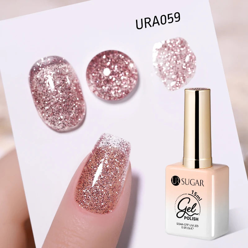 UR SUGAR 15ml Fiber Rubber Base Gel Upgrade Broken Nail Repaired Fiberglass Clear Quick Building UV Construction Gel Soak Off