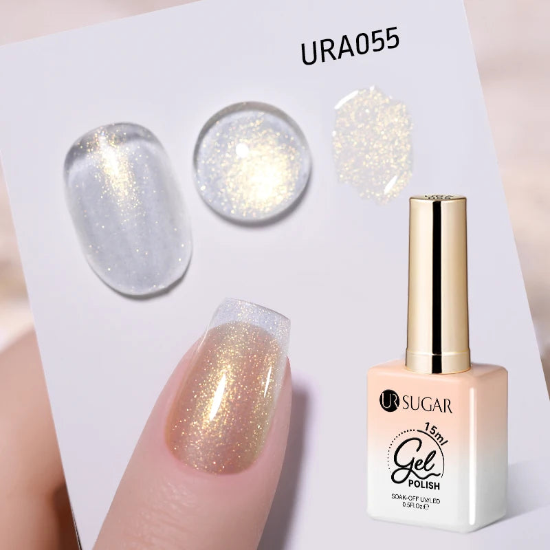 UR SUGAR 15ml Fiber Rubber Base Gel Upgrade Broken Nail Repaired Fiberglass Clear Quick Building UV Construction Gel Soak Off