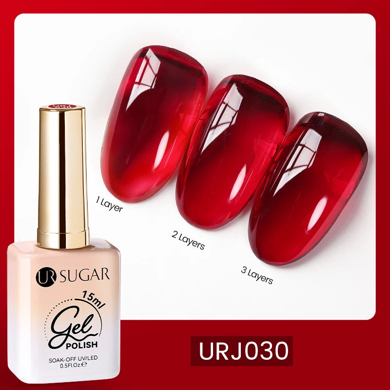 UR SUGAR 15ml Fiber Rubber Base Gel Upgrade Broken Nail Repaired Fiberglass Clear Quick Building UV Construction Gel Soak Off
