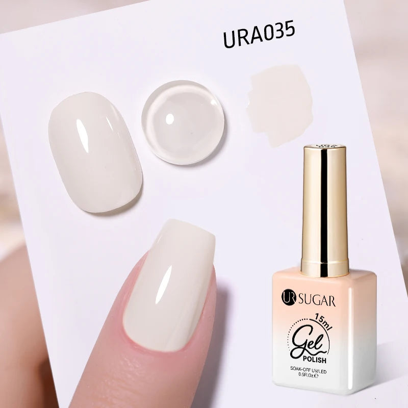 UR SUGAR 15ml Fiber Rubber Base Gel Upgrade Broken Nail Repaired Fiberglass Clear Quick Building UV Construction Gel Soak Off