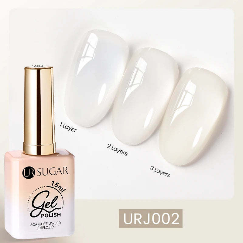 UR SUGAR 15ml Fiber Rubber Base Gel Upgrade Broken Nail Repaired Fiberglass Clear Quick Building UV Construction Gel Soak Off