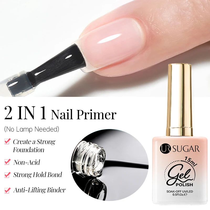 UR SUGAR 15ml Fiber Rubber Base Gel Upgrade Broken Nail Repaired Fiberglass Clear Quick Building UV Construction Gel Soak Off