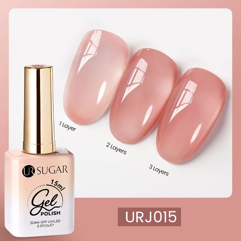 UR SUGAR 15ml Fiber Rubber Base Gel Upgrade Broken Nail Repaired Fiberglass Clear Quick Building UV Construction Gel Soak Off