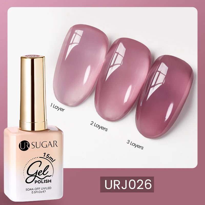 UR SUGAR 15ml Fiber Rubber Base Gel Upgrade Broken Nail Repaired Fiberglass Clear Quick Building UV Construction Gel Soak Off