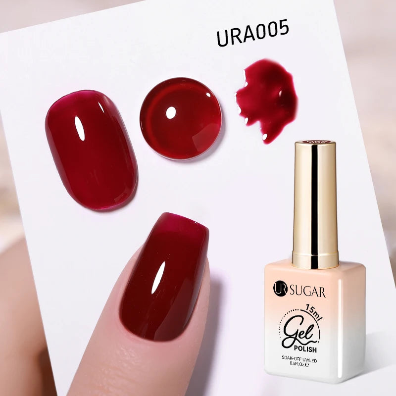 UR SUGAR 15ml Fiber Rubber Base Gel Upgrade Broken Nail Repaired Fiberglass Clear Quick Building UV Construction Gel Soak Off