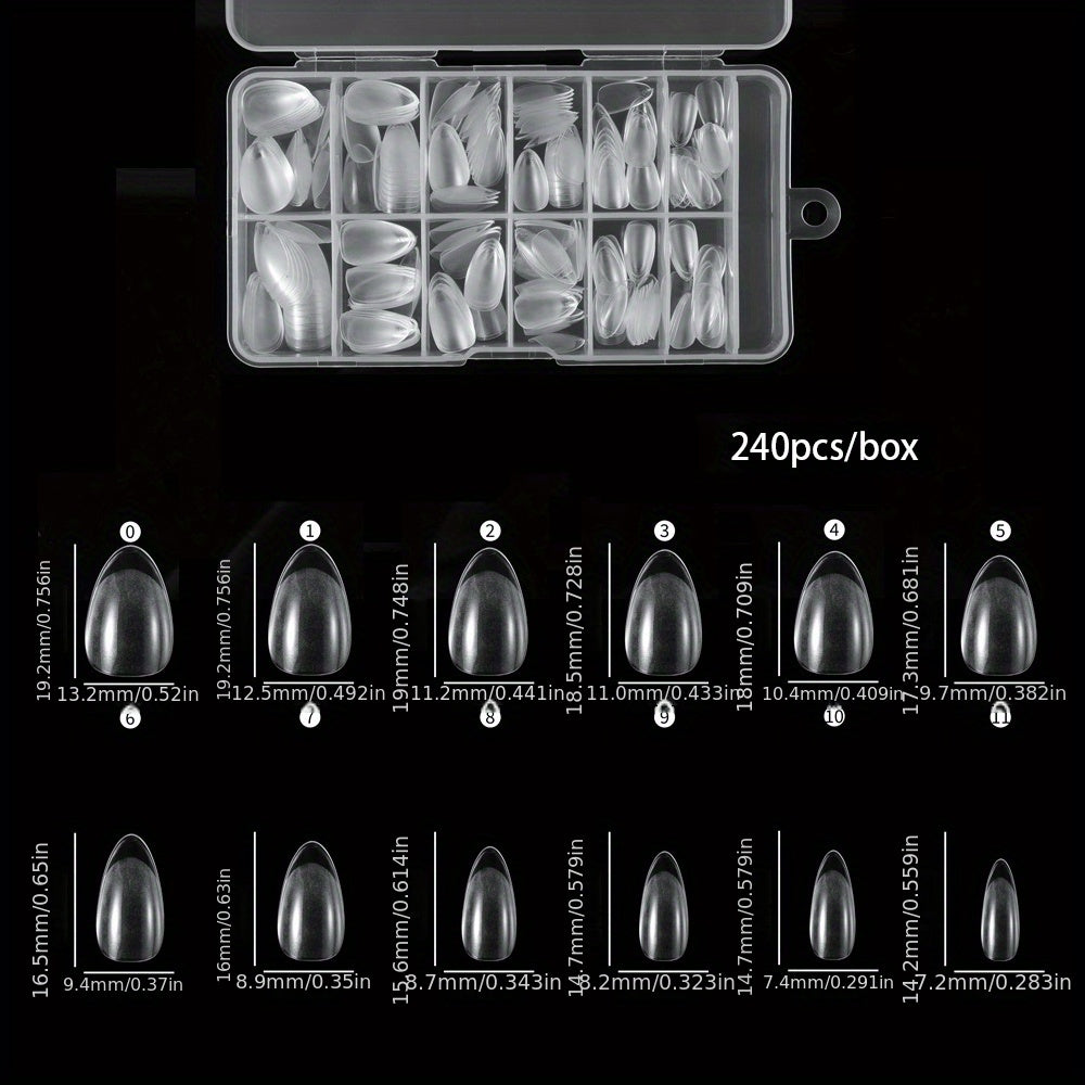 240pcs XXS Short Matte Clear Soft Gel Nail Tips - Easy-to-Apply False Nails for Quick Nail Extensions - Ideal Manicure Tool for DIY Nail Art Enthusiasts