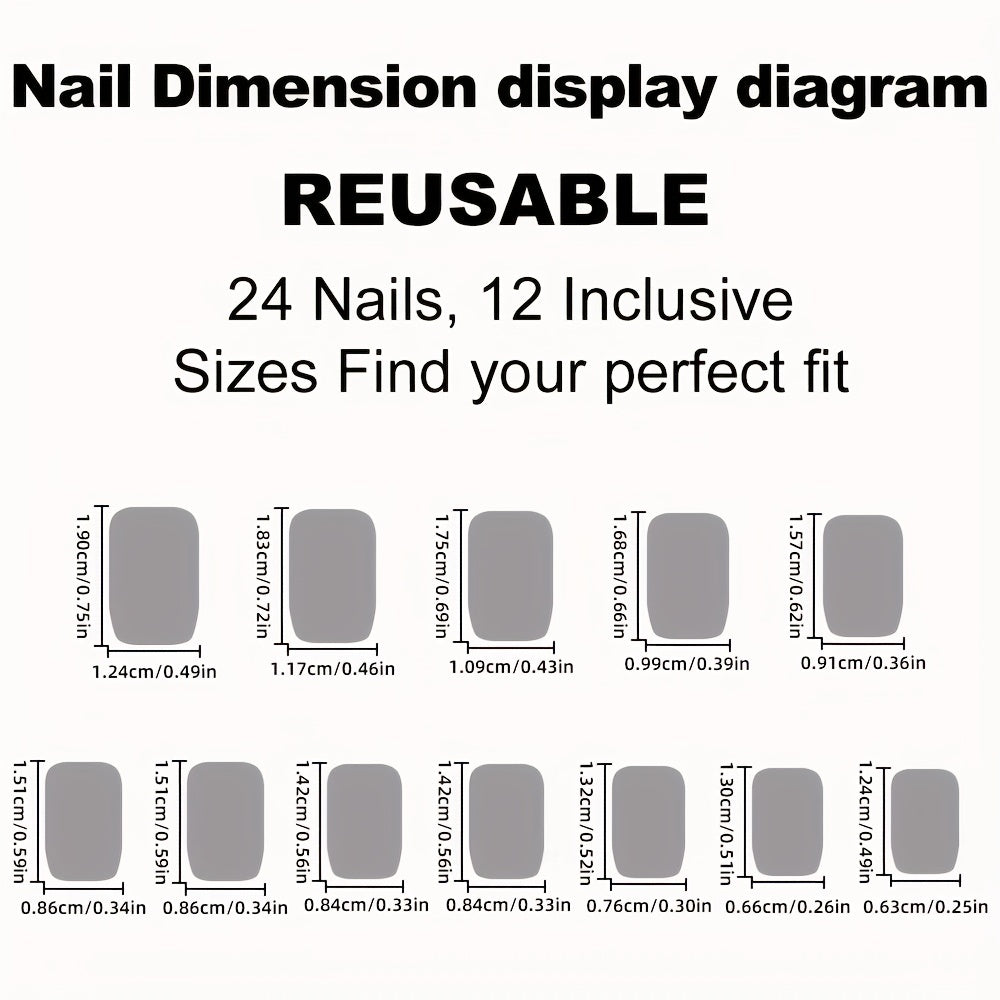 Shimmering Glam Punk Mirror Nail Art Set - 24pcs Chic Metallic Silvery Press-On False Nails with Durable Reflective Square Tips - Easy-Application, Fashion-Forward Style