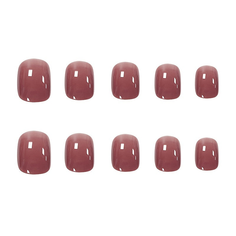 Pink Oval Short Glossy Press-On Nails for Women and Girls - Hypoallergenic, Simple, and Stylish Fake Nails with Pure Color Finish - Perfect for Sensitive Skin and Everyday Wear