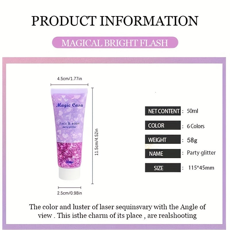 DIY Party Magical Bright Flash Glitters Sequins For Body Eyes Hair Face Nails 6colors, Mardi Gras Makeup, Teenage Girl Stuff For Music Festival