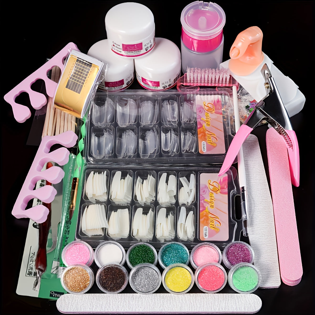 23 In 1 Acrylic Nail Kit For Beginners 12 Color Glitter Acrylic Powder White Clear Pinkish Acrylic Powder Nails Extension Nails Kit Acrylic Set Manicure Tools Acrylic Supplies For Women