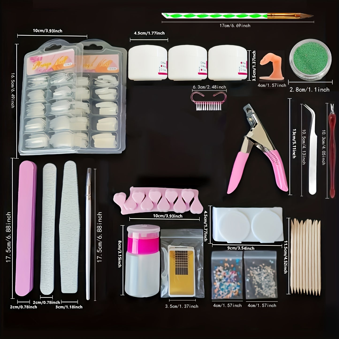 23 In 1 Acrylic Nail Kit For Beginners 12 Color Glitter Acrylic Powder White Clear Pinkish Acrylic Powder Nails Extension Nails Kit Acrylic Set Manicure Tools Acrylic Supplies For Women