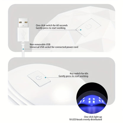 1pc Portable LED Nail Lamp Dryer - Fast Drying, Professional Gel Polish Curing, Compact Design for Home Salon Manicure, Nails Art Tools, Easy to Use, Long-Lasting LED Light, Safe for Fingers