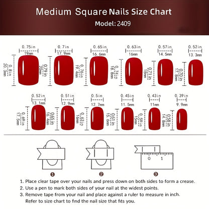 24pcs Glossy Medium Square Fake Nails White And Pink False Nails Glitter Sequins Stick On Nails Press On Nails Luxury Acrylic Nails For Women Girls