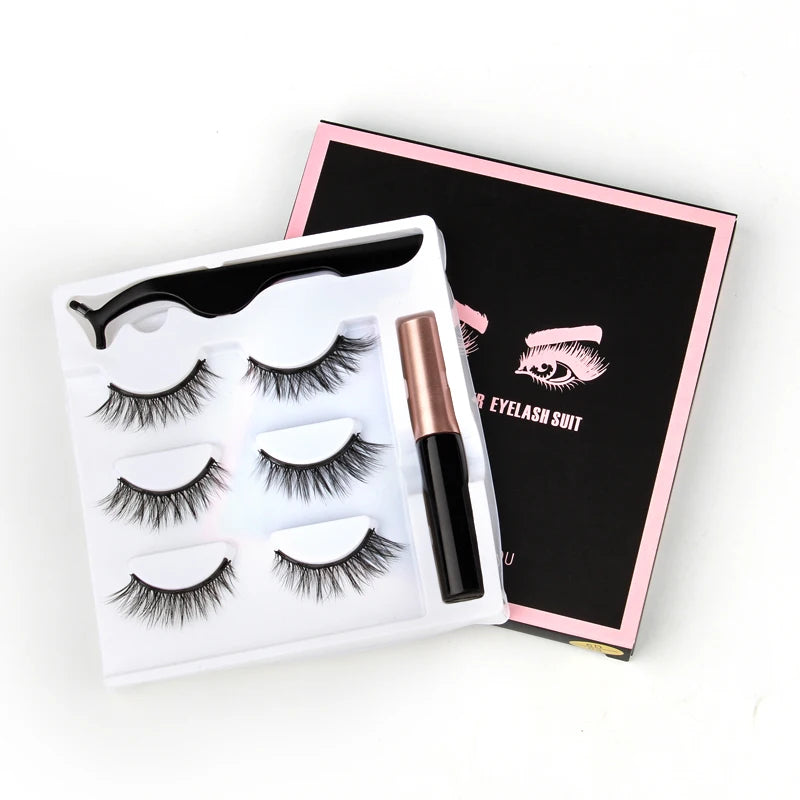 Magnetic Eyelashes 3D Mink Eyelashes Magnetic Eyeliner Magnetic Lashes Short False Lashes Lasting Handmade Eyelash Makeup Tools