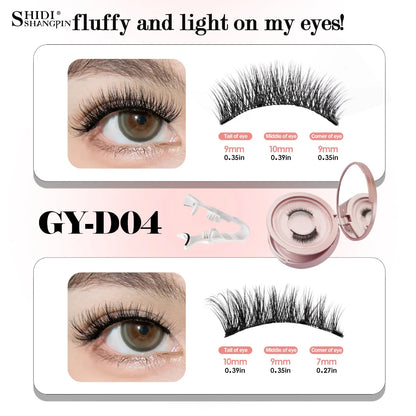 2Pairs 3D Magnetic False Eyelashes Natural Soft Magnet Eye Makeup Tool With Applicater Mirror Glue Free Easy To Wear