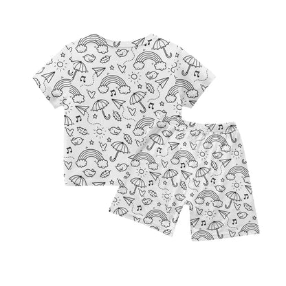 Children's Pajama Party DIY Graffiti Simple Drawing Home Clothes Colorable Two Piece Pajama Set Kids DIY Coloring Clothing