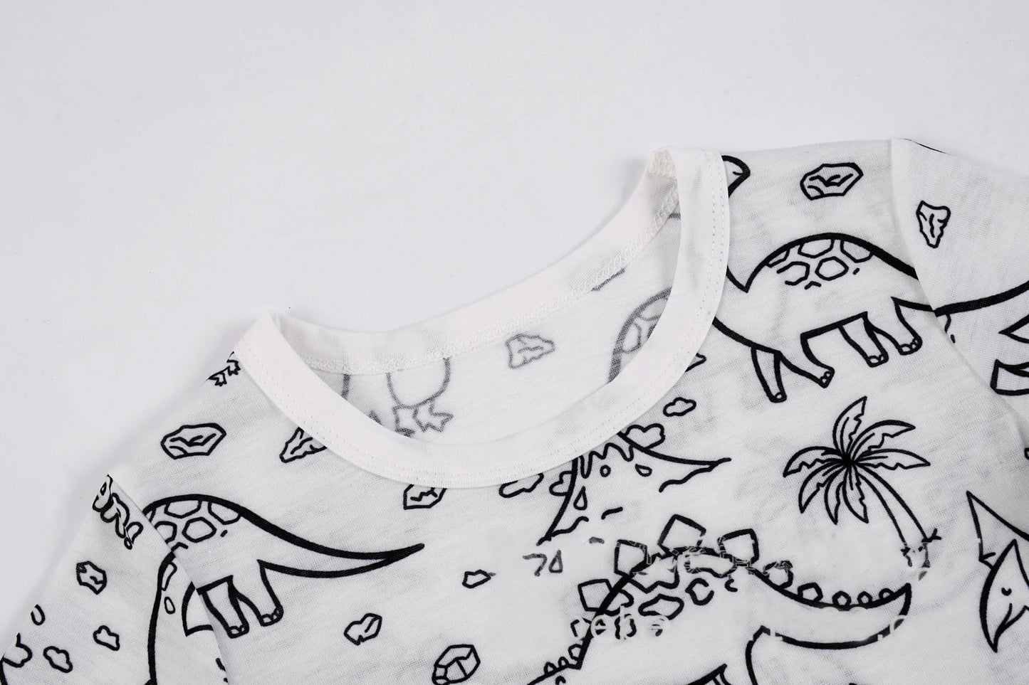 DIY Sketch Colorful Pajama Set For Kid Summer Freehand Graffiti Handicraft Homewear Baby Boy Girl Short Sleeved Shorts Sleepwear