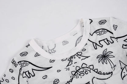 DIY Sketch Colorful Pajama Set For Kid Summer Freehand Graffiti Handicraft Homewear Baby Boy Girl Short Sleeved Shorts Sleepwear